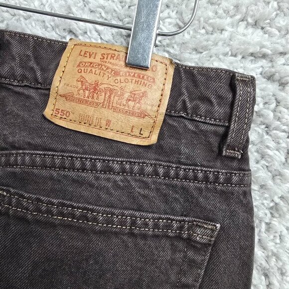 Levis 550 Mom Jeans Womens 16 Brown Tapered‎ Relaxed Fit Y2K Chocolate Denim - Picture 5 of 13